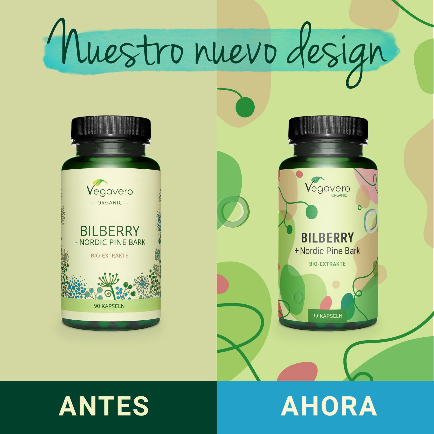 Extracto Arándanos BIO Vegavero | Bilberry 600 mg | Con Corteza de Pino & Astaxantina | Vaccinium Myrtillus | Sin Aditivos | Ojos y Vista Cansada + Antioxidante Natural | 90 Cápsulas