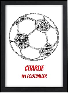 Number One Footballer Gifts for Boys, Son, Grandson, Nephew, Him - Personalised Football Birthday Christmas Gifts for Boys - Boys Football Bedroom Wall Art Print