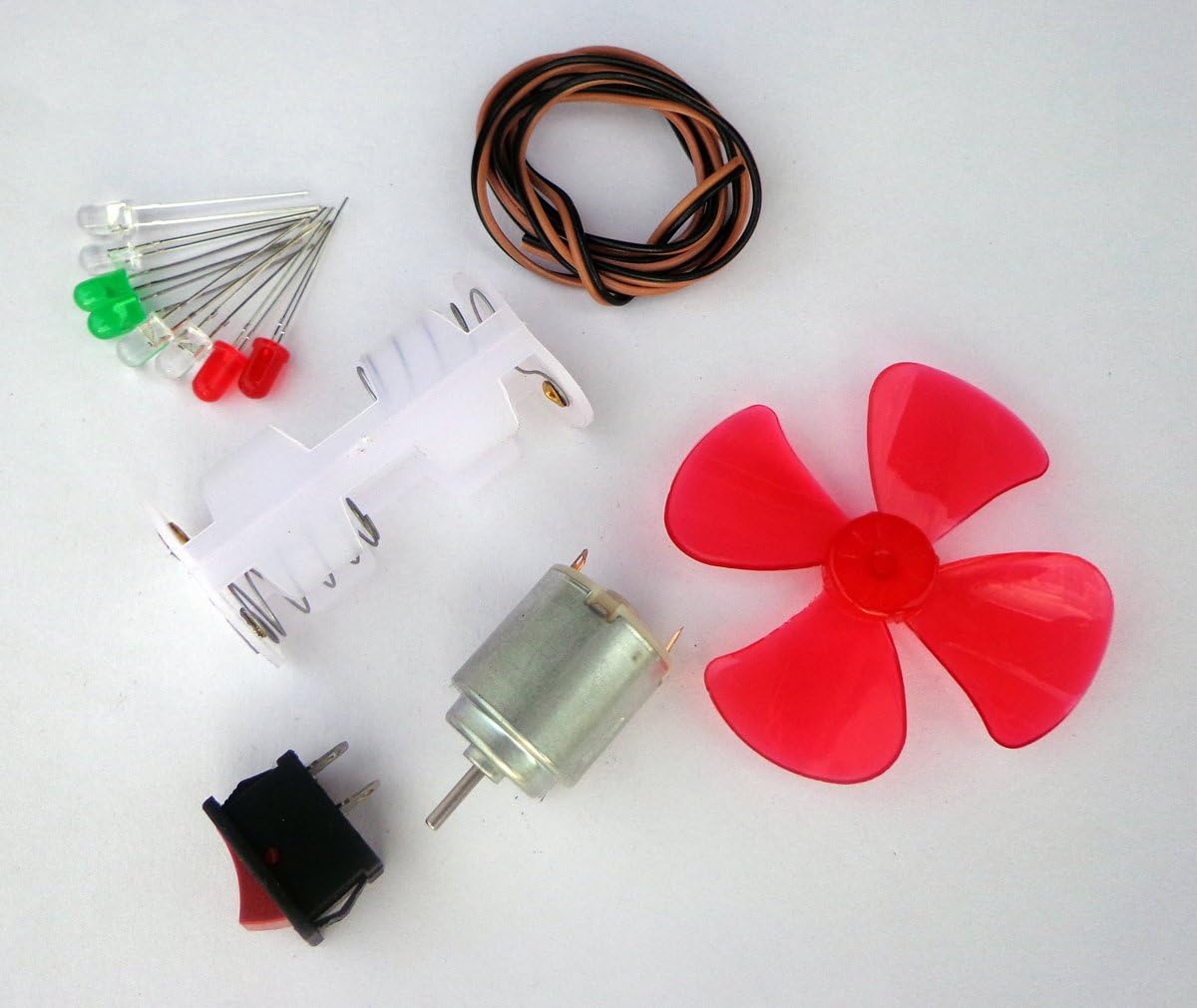 Nasa Tech Basic Motor Hobby Kit Ii 13 Items In 1 Kit (Hobby Dc Motor + Battery Holder + Switch + 8 Leds + Propeller + Wire) With User Manual