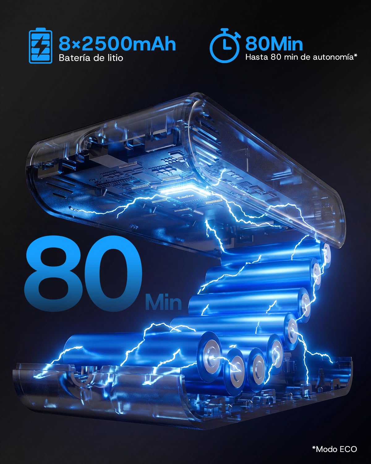 K10 Aspiradora sin Cable 650W/55KPa/80 Min con Modo Automático | Aspirador Escoba Potente con Pantalla Táctil LED, Cepillo en V Antienredos para Suelos Duros, Alfombras y Pelo de Mascotas