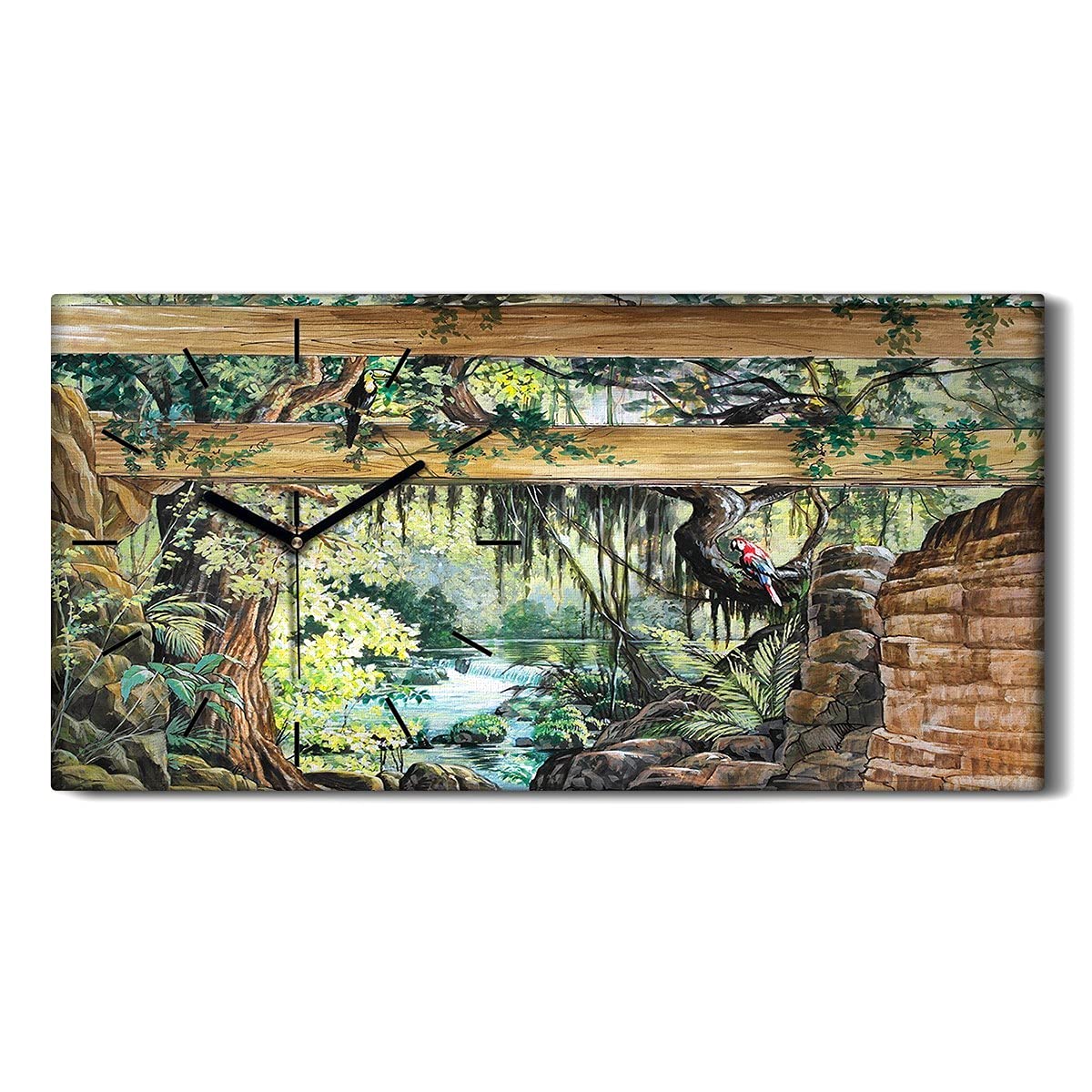 Horloge sur Toile Salon et Chambre Décoration Nature Arbres et Rivière