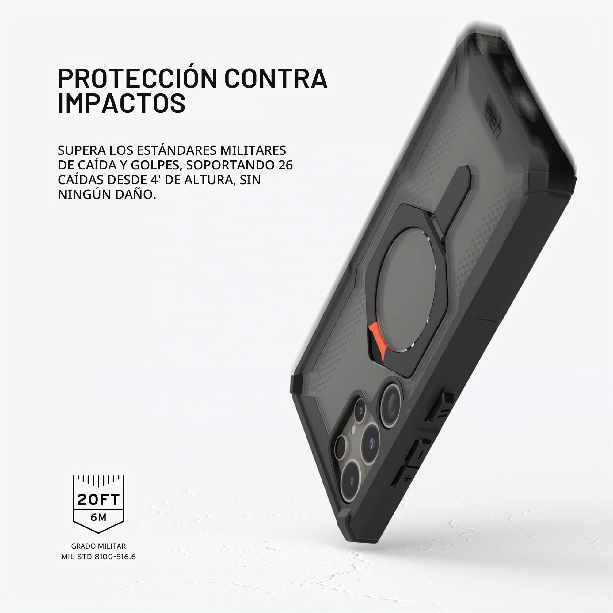 Urban Armor Gear Plasma XTE Case Samsung Galaxy S24 Ultra Kickstand Hoesje [Designed for Samsung gecertificeerd, Draadloos opladen compatibel, Case kan Worden geopend] zwart/Oranje