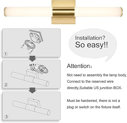 Miniatura 6 de Lámparas LED para tocador de baño, cromo pulido, luz blanca, 4500 K, moderno espejo de tocador de baño, accesorios de luces delanteras (24 pulgadas,