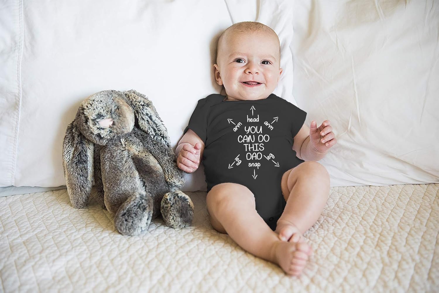 You Can Do This Dad - Funny Baby Essentials Bodysuit - Cute Baby Girl Clothes Newborn Boy Outfit (Newborn, Black) - Image 3