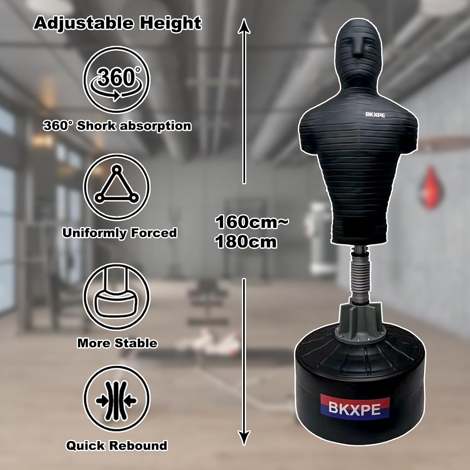 Adjustable Bob Punching Dummy – Freestanding Silicone Punching Bag with Telescopic Height, Stable Large Base for Adults, Boxing, Kickboxing, MMA & Home Gym Training