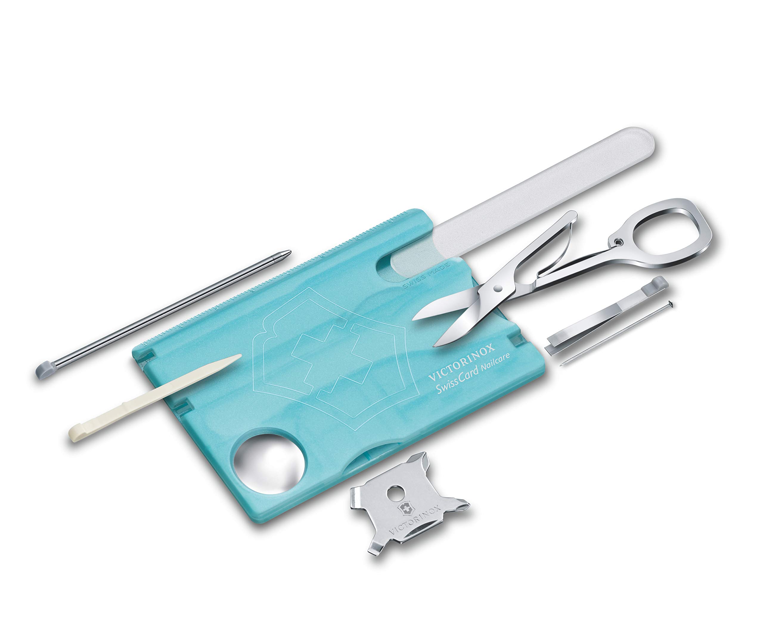 Victorinox Swiss Card Nailcard mit Wunschdruck I Geschenk für Frauen I Geschenke zum Geburtstag I Schweizer Taschenmesser personalisiert 13 Funktionen