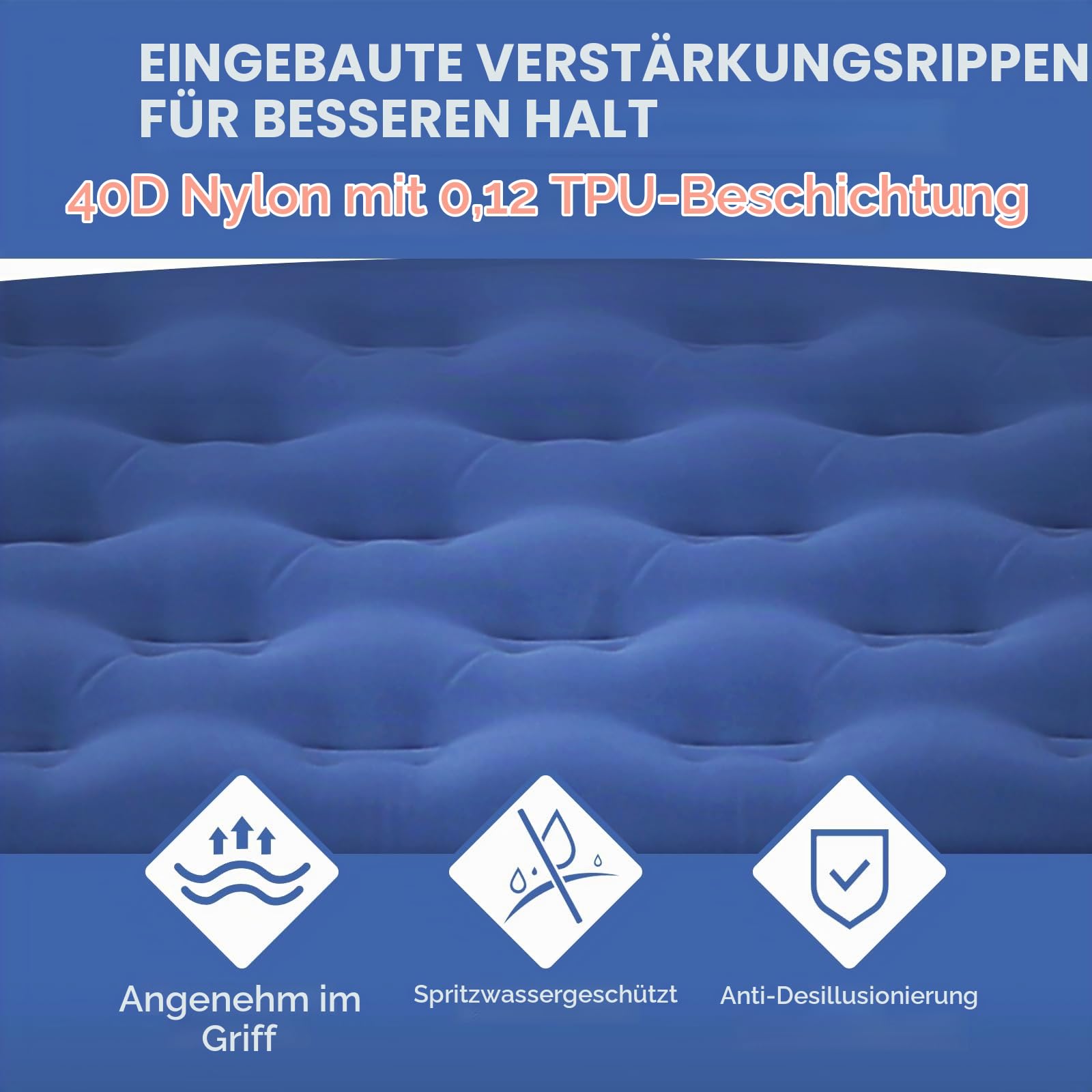 TOMSHOO Isomatte Camping Outdoor, Aufblasbare Luftmatratze Matratze mit Integrierten Fußpresse Pumpe, Kissen, Karabiners, Aufbewahrungstasche, Campingmatrazen Schlafmatte, Farbe Blau