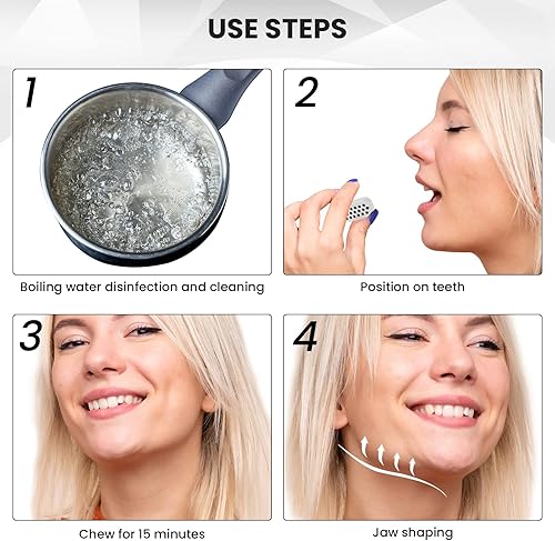 Miniatura 6 de Ejercitador de mandíbula para hombres y mujeres, 6 piezas, ejercitador de mandíbula de silicona, ejercitador facial, tóner de mandíbula, ejercitador