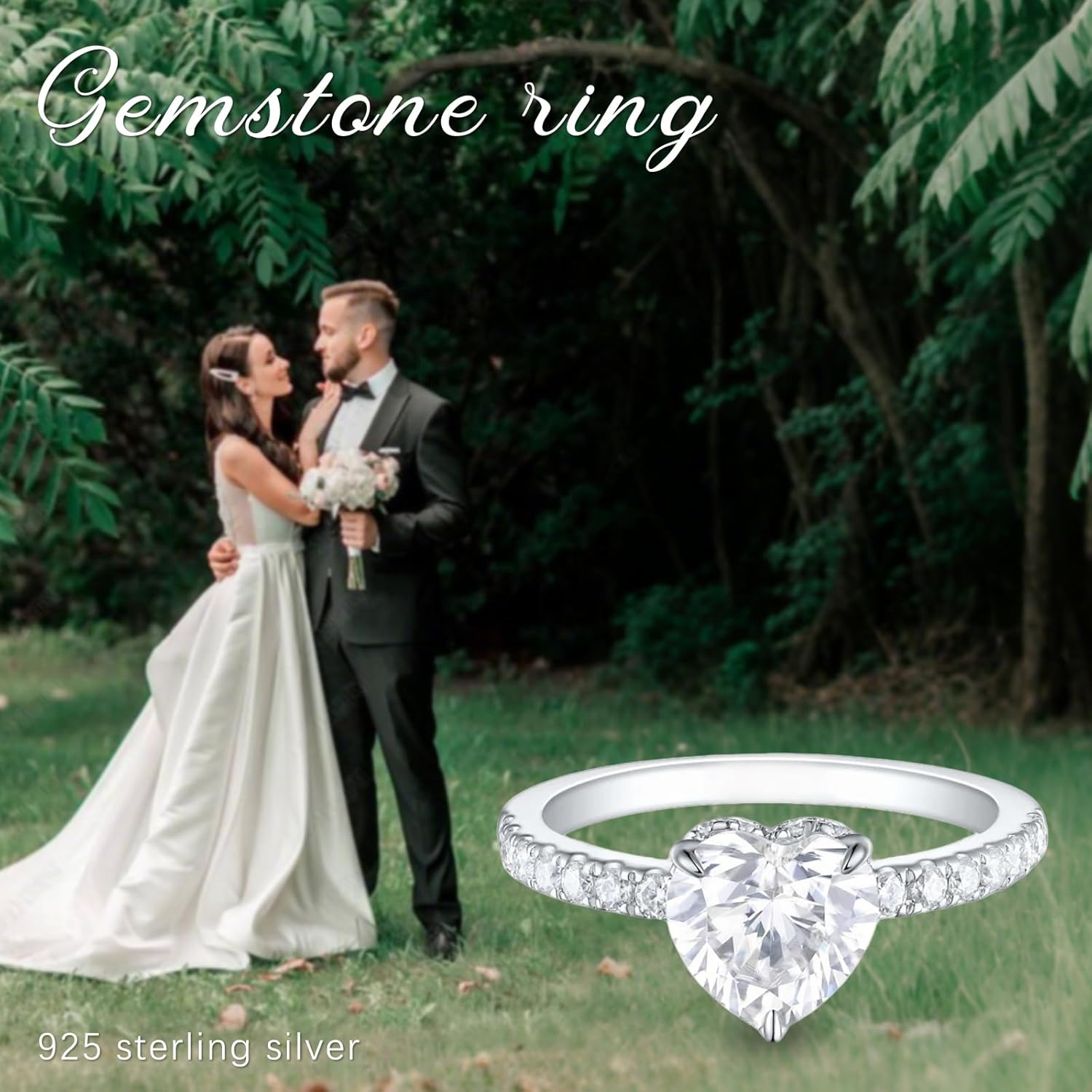 1-4 Carat Heart Cut Moissanite Engagement Ring, D Color VVS1, 10K, 14K, 18K White/Rose/Yellow Gold Hidden Halo Accent Wedding Ring for Women, Promise Anniversary Ring with Pavé Band