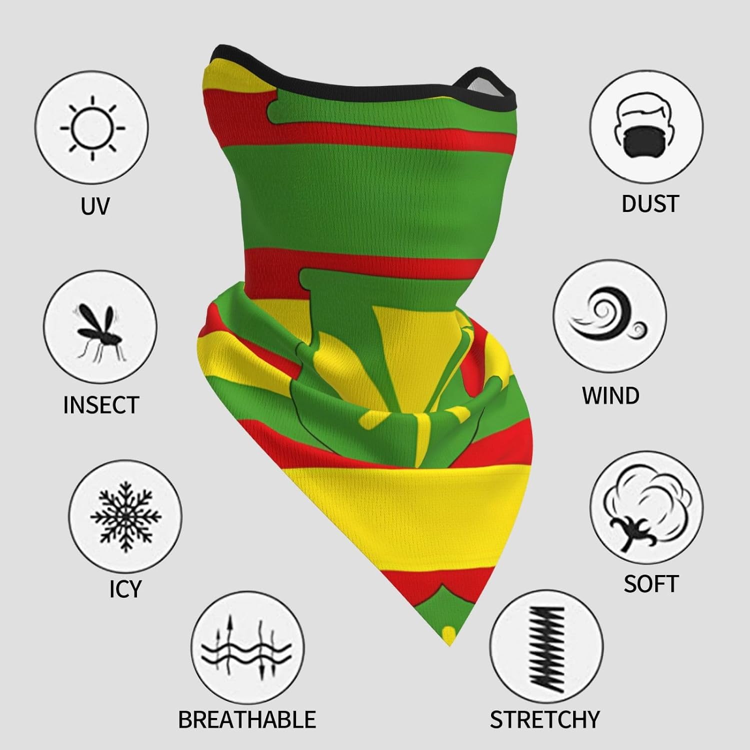Protection Neck Gaiter Face Cover Native Hawaiian Flag Balaclava Scarf Mask, Windproof Breathable Sun Shield for Men Women, Skiing Hiking Cycling Outdoor Sports