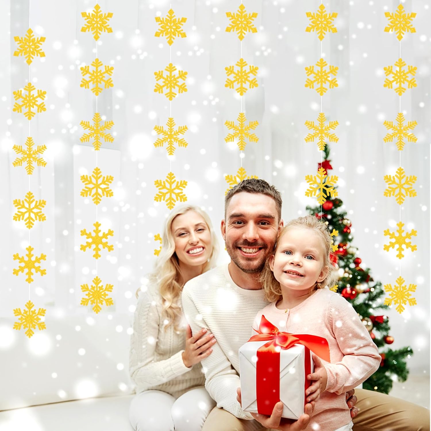 Snowflake-Snow Blue-Silver Christmas Party-Decorations Garland and Snowflake Snow White-Silver and Gold Christmas Party-Decorations Garland