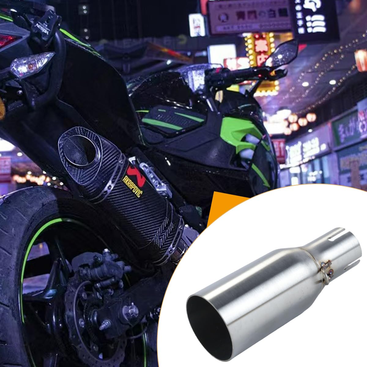 Ausi Connettore adattatore per tubo di collegamento centrale di scarico per moto 125 300 250 LT X10 da 32 mm di diametro interno a sezione di coda da 51 mm