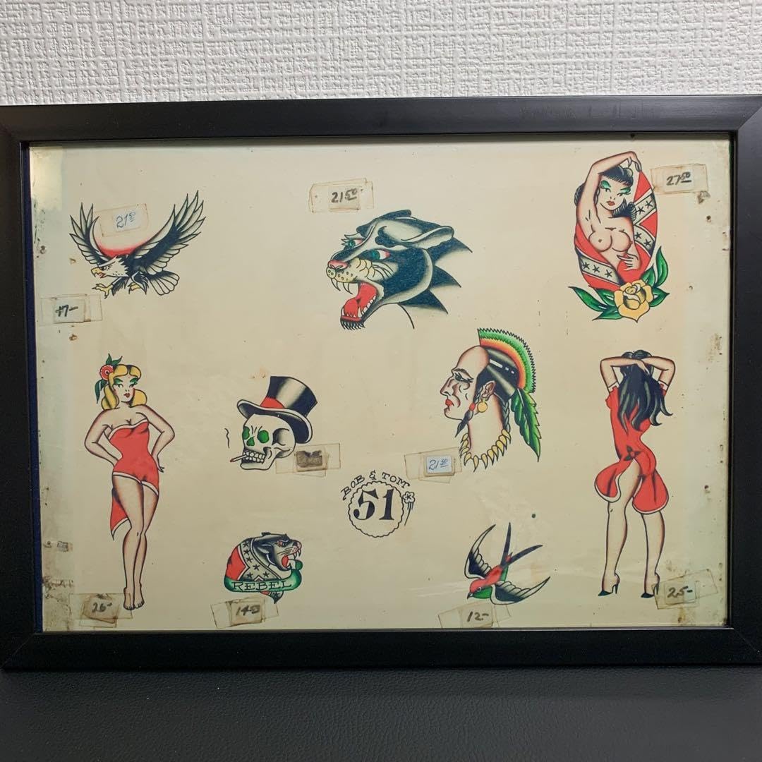 Amazon.co.jp: タトゥーフラッシュ20種類A4額縁付き刺青アートTATTOO和