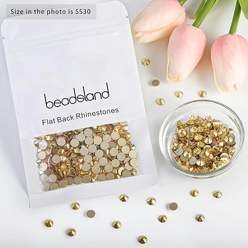 Vista 388 de Beadsland Diamantes de imitación de cristal con parte trasera plana, gemas redondas para arte de uñas y manualidades, pegamento fijo, violeta