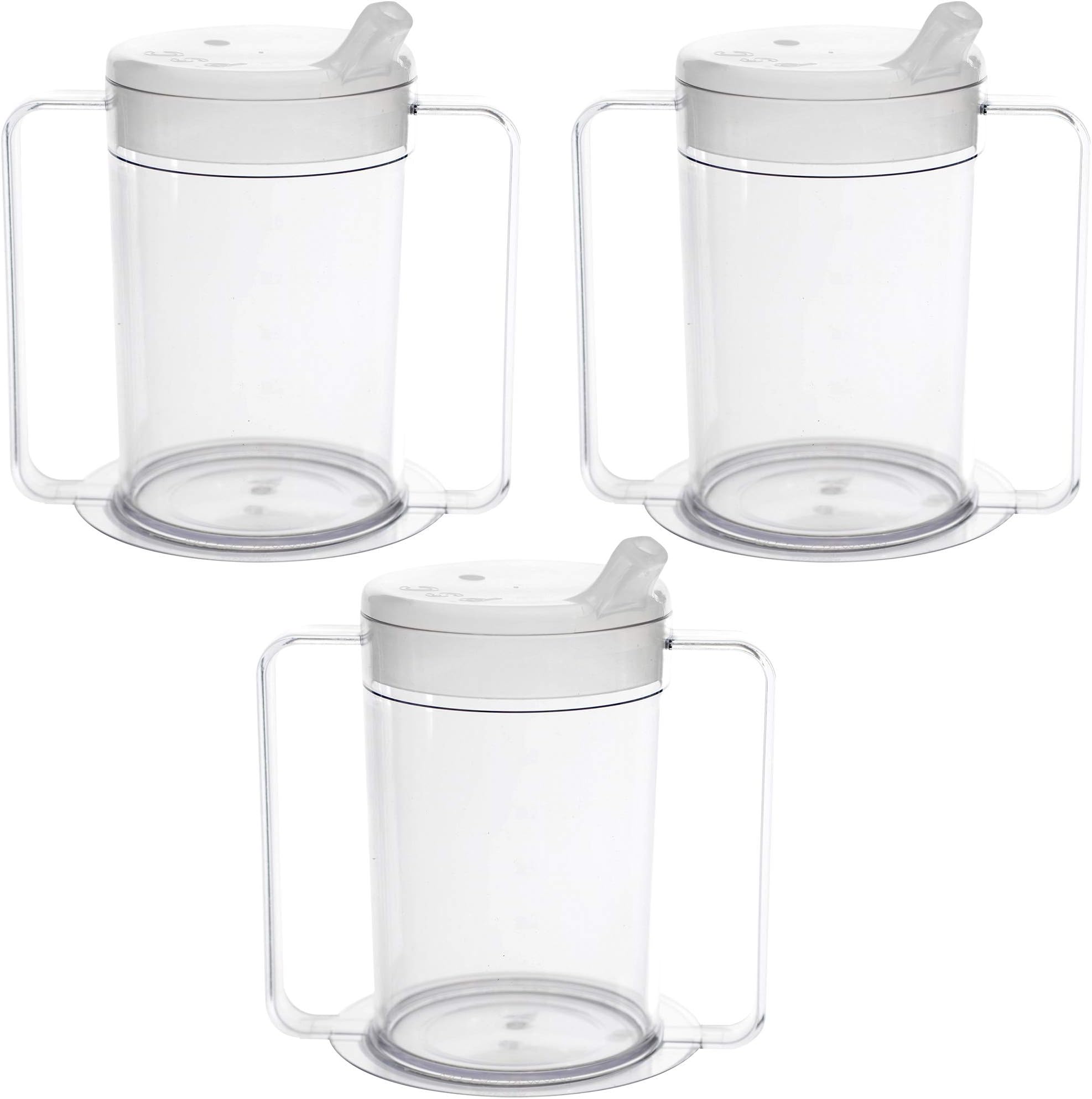 12oz Adult Sippy Cup with Handles - Independence Sip Cups for Adults with Limited Mobility - Handicap Cups for Elderly Care - Made in the USA - PSC 50-3 Pack