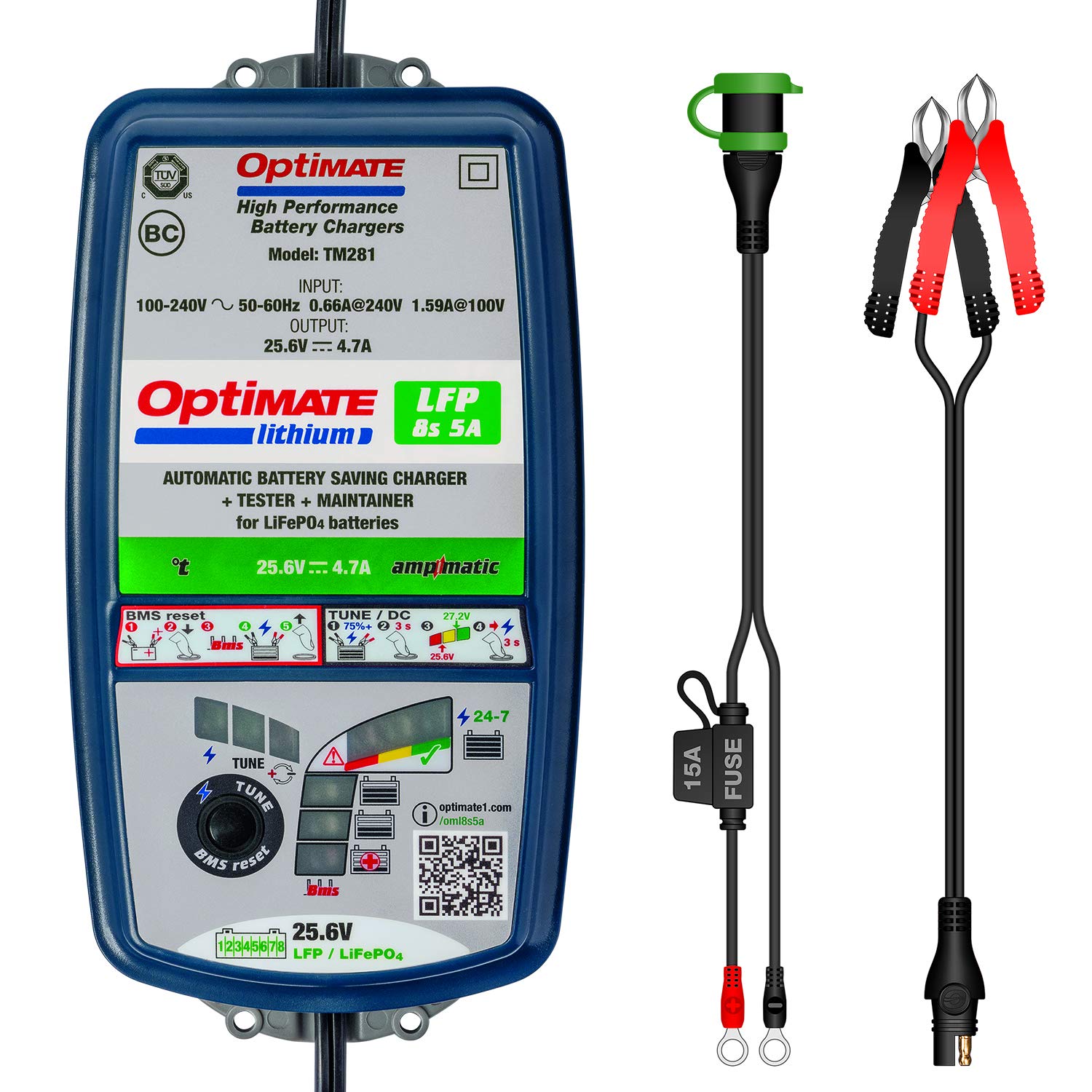 TecMate OptiMate 2 DUO - Caricabatterie 12V/12.8V 2A Per Auto E Moto, Mantenitore Di Carica 5 Fasi