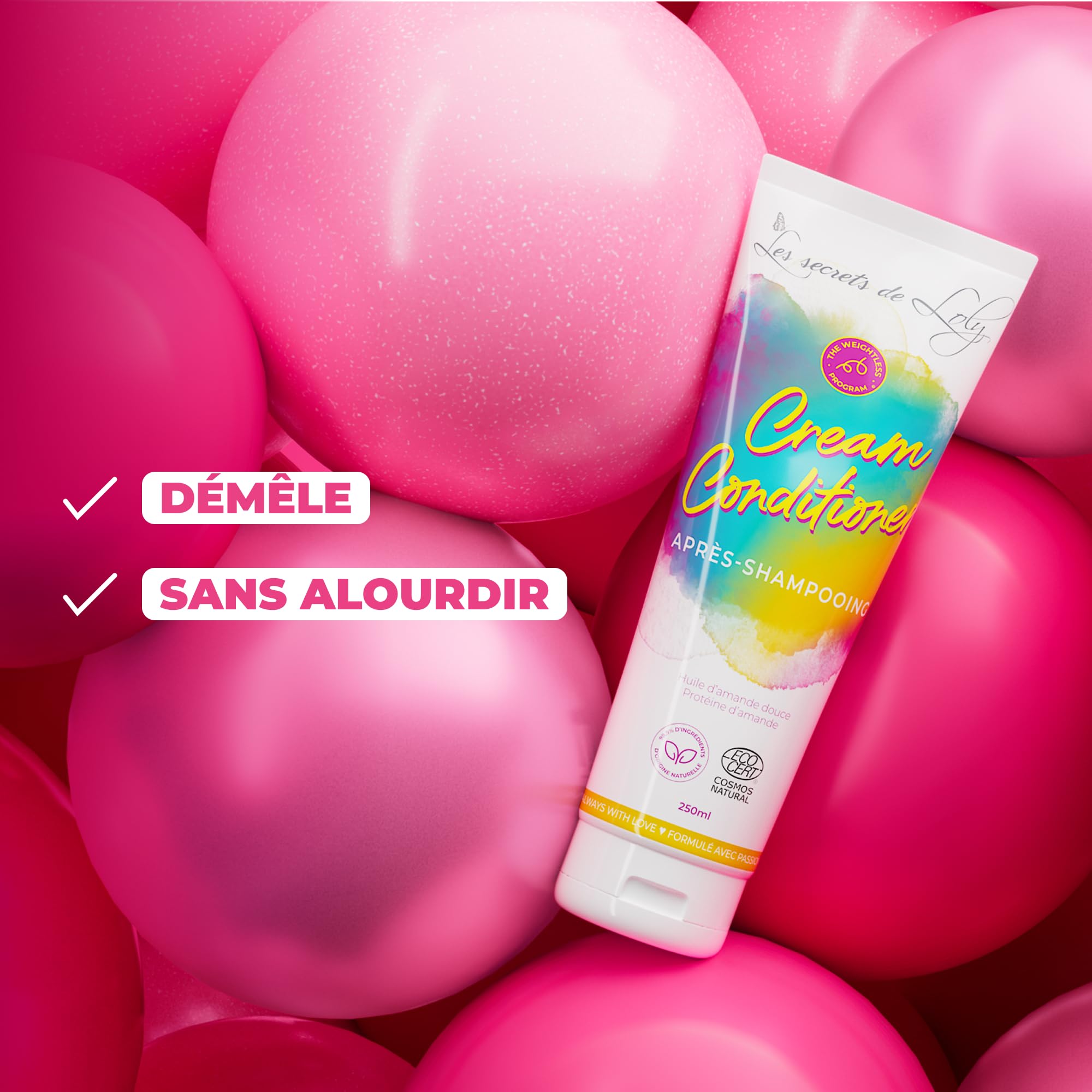 Les Secrets de Loly - Cream Conditioner - Après-shampooing démêlant Hydratant & définition - Cheveux ondulés, bouclés, frisés et crépus - 250 ml