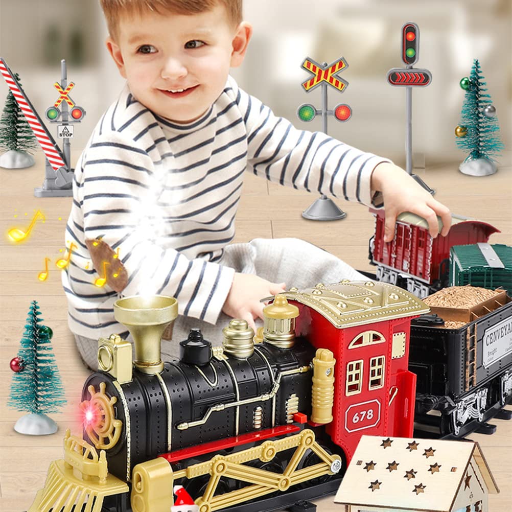 Coffret de Train de Noël avec Locomotive à Vapeur électrique