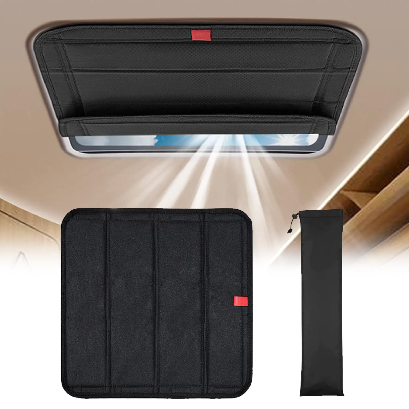 Parasole Magnetico Con Custodia Portaoggetti, Copertura Oscurante Termica Magnetica,Pieghevole E Resistente,Copertura Isolante Per Lucernario, Facile Da Installare, Parasole Per Bagno, Copertura Per