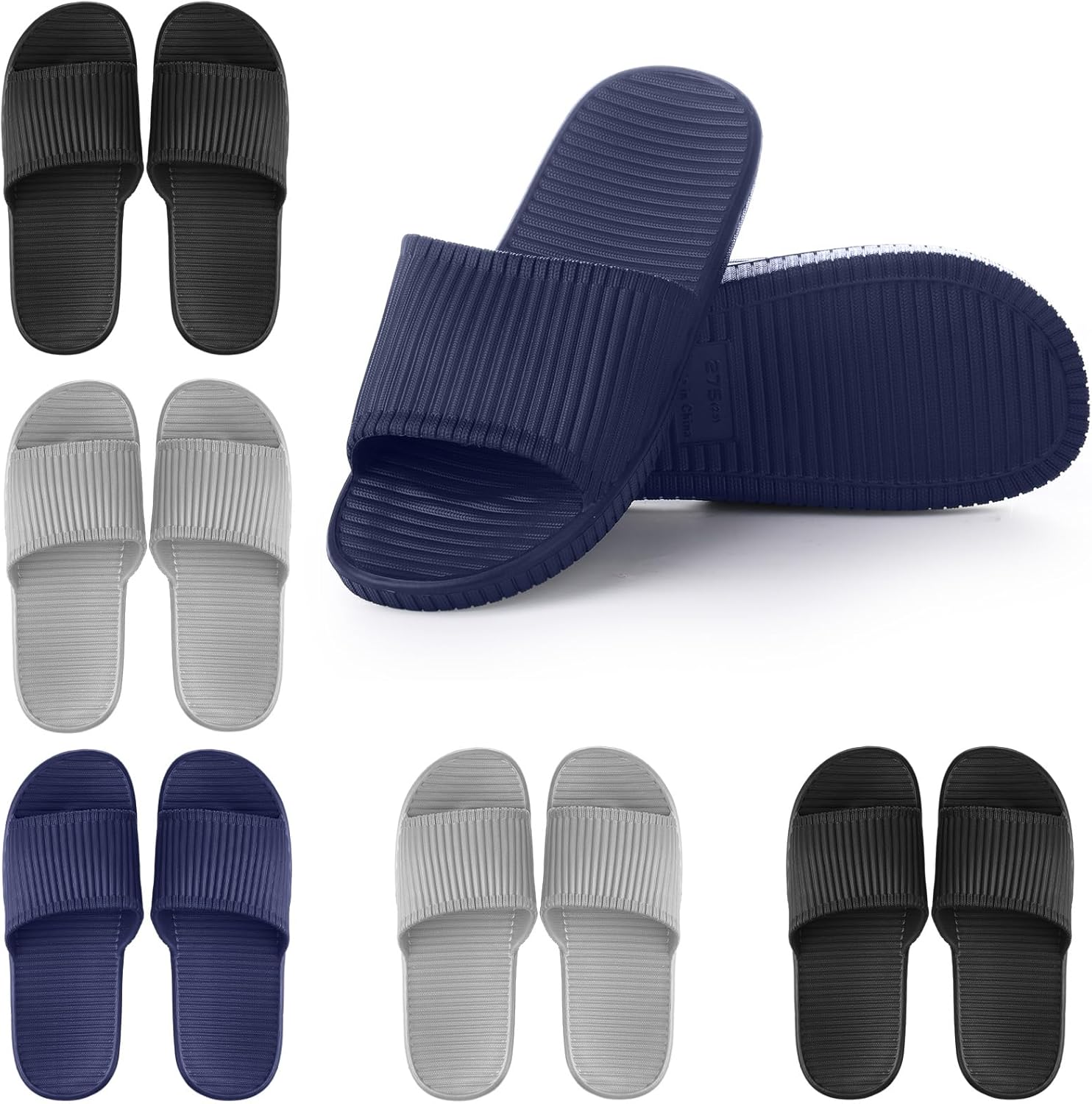 Shyyween 6 Pack Non Slip Shower Slides Lightweight Bath Slippers for Women & Men Pool Sandals for Home Hotel Gym Spa Pool
