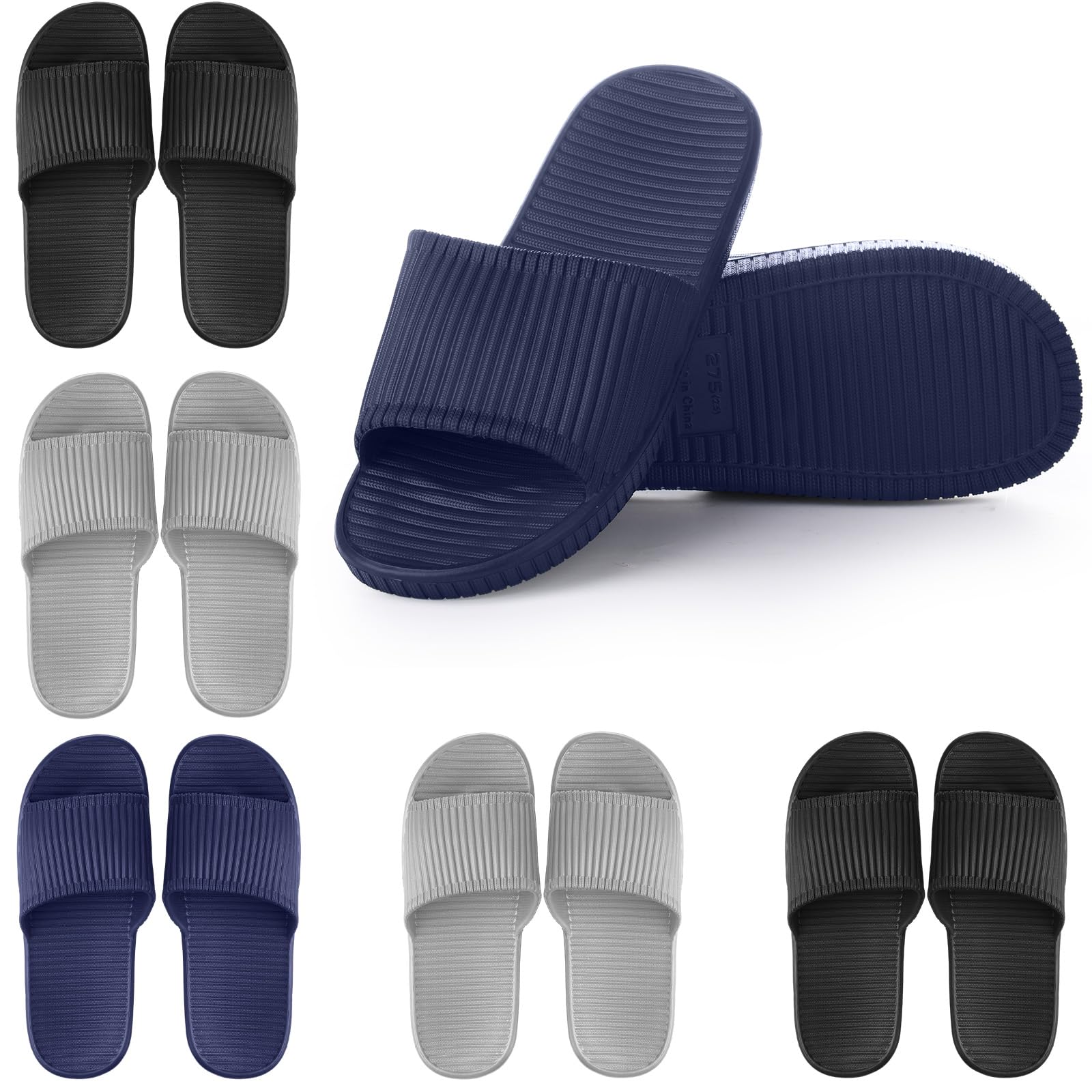 Shyyween 6 Pack Non Slip Shower Slides Lightweight Bath Slippers for Women &amp; Men Pool Sandals for Home Hotel Gym Spa Pool
