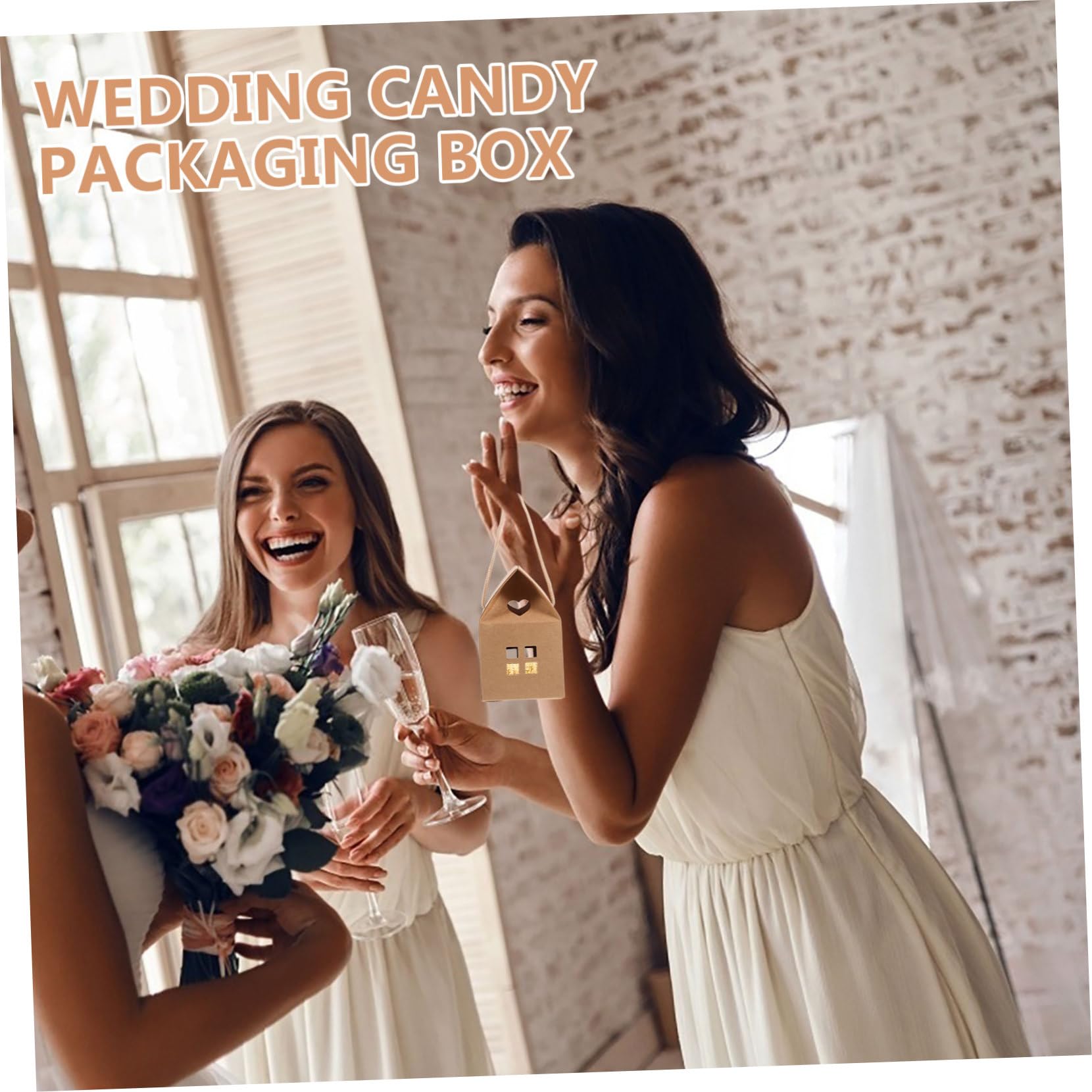 LABRIMP 50 piezas Cajas Regalo Forma Casa Kraft para Dulces y Galletas Cajitas para Bodas Detalles Invitados Decoración DIY para Fiestas