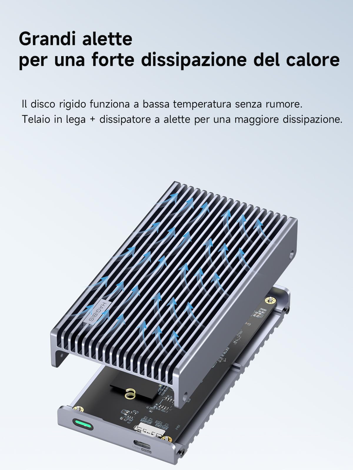 Hagibis Alloggiamento SSD M.2 NVMe, custodia SSD USB4 da 40 Gbps con display a LED Cavo USB4 PCIe3.0x4 Custodia per unità a stato solido esterna USB C in alluminio, chiave B&M+M 2230/2242/2260/2280