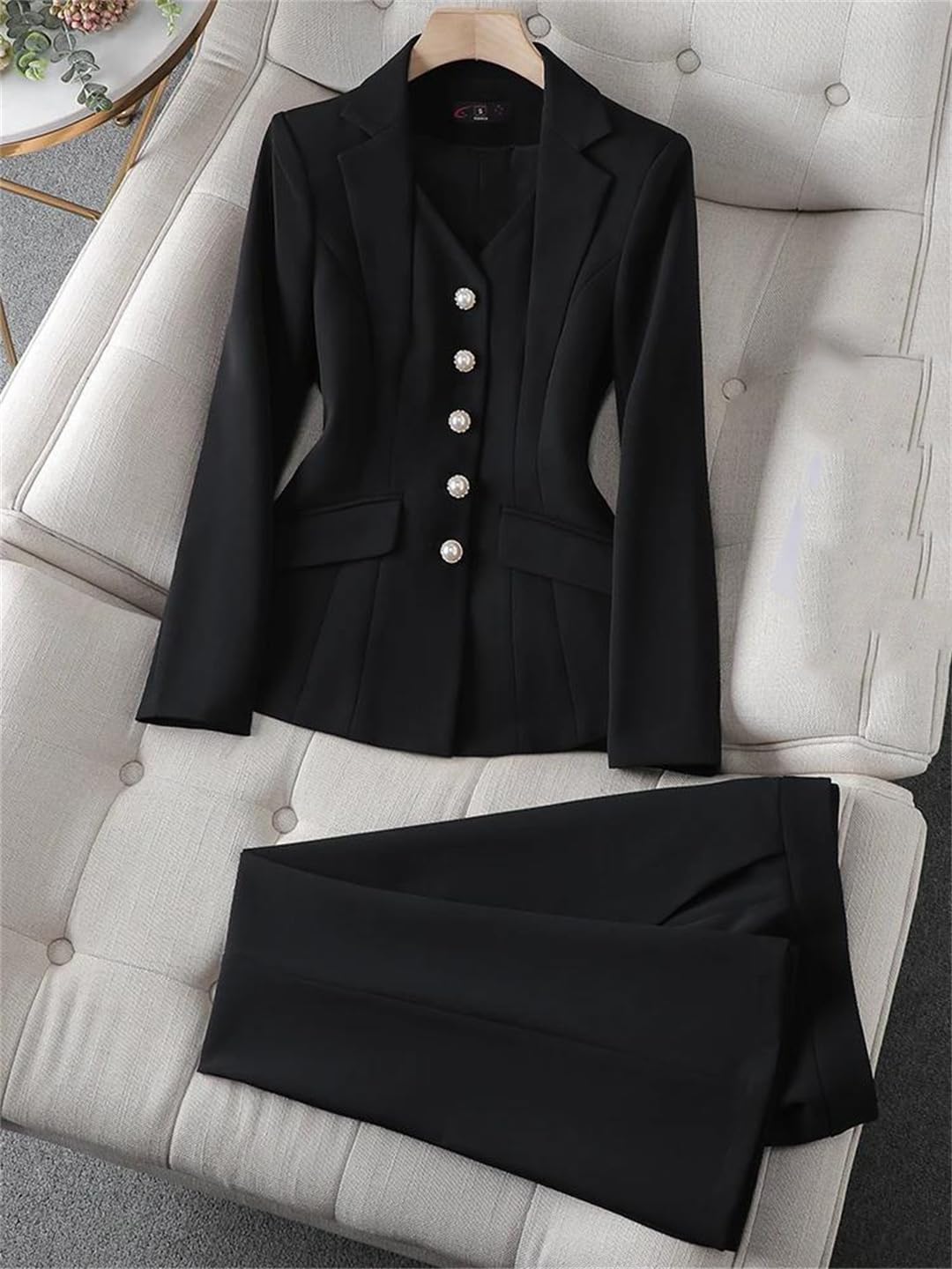 Traje formal de dos piezas para mujer, chaqueta y pantalones, ropa de oficina y trabajo