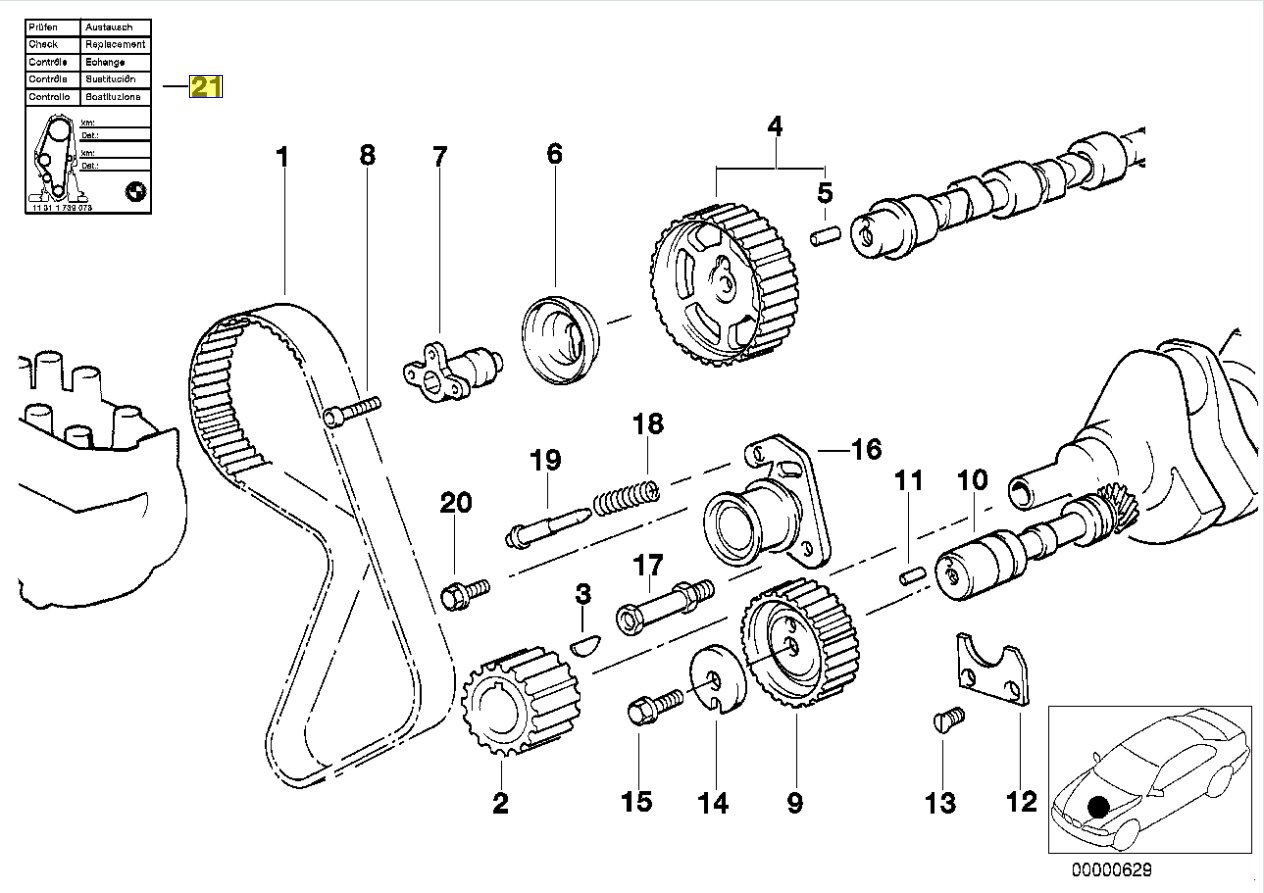 BMW M20 M40 Motor Zahnriemen Erinnerung Sticker 1739073 11311739073 Neu