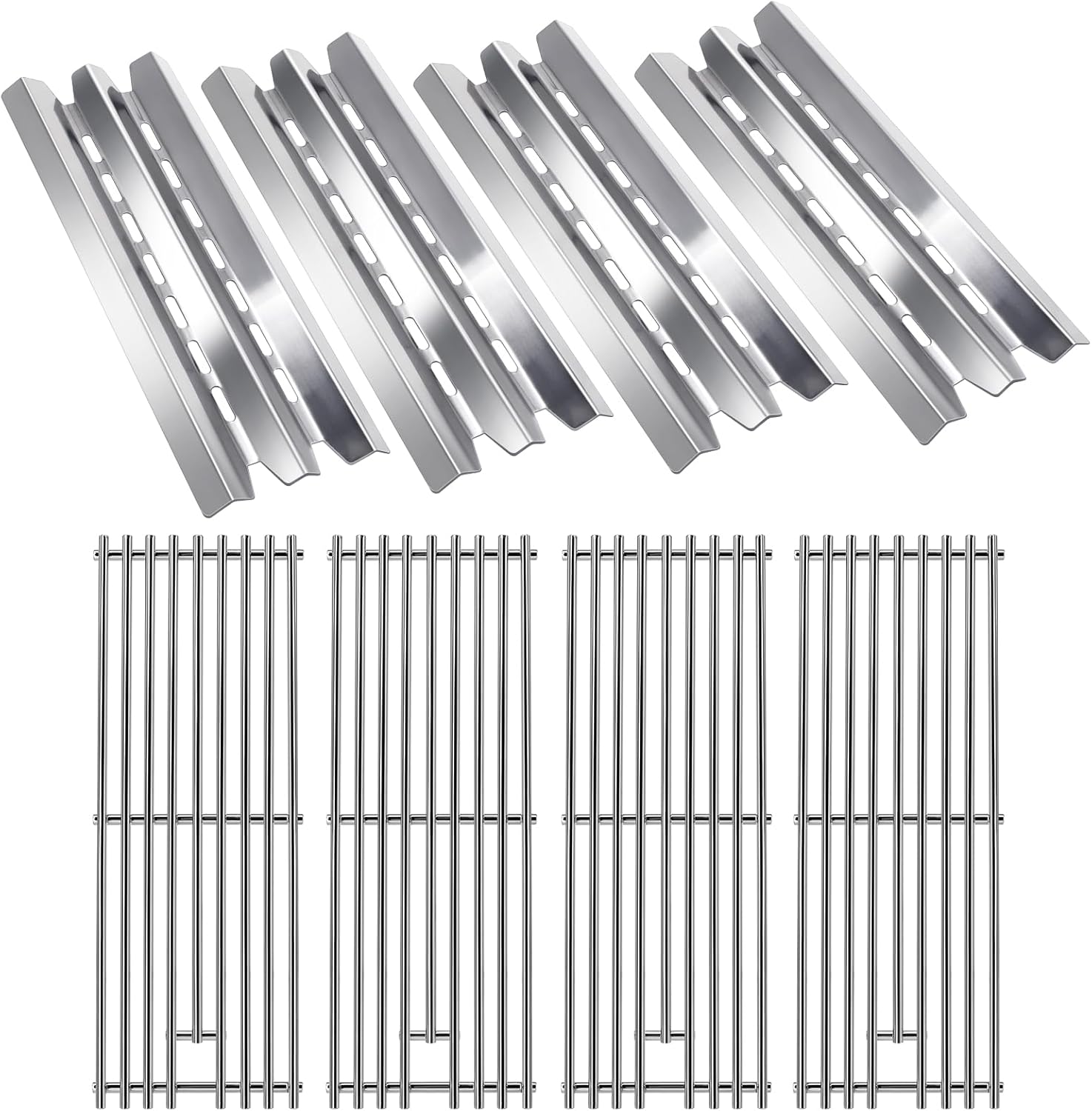 Hiorucet Grill Parts for Broil King 9221-64, Baron 440, Baron 420, 9221-67, Baron 490, 9225-54, Baron 320, Baron 320S, 9221-54, 9221-57, 9211-54, 9215-54, Stainless Steel Grill Grates and Heat Plates