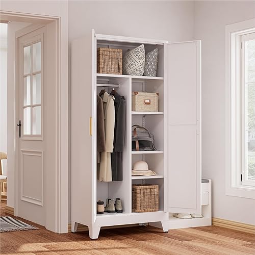 Miniatura 2 de Armario de metal blanco, 17.8 pulgadas de profundidad x 31.5 pulgadas de ancho x 71 pulgadas de alto