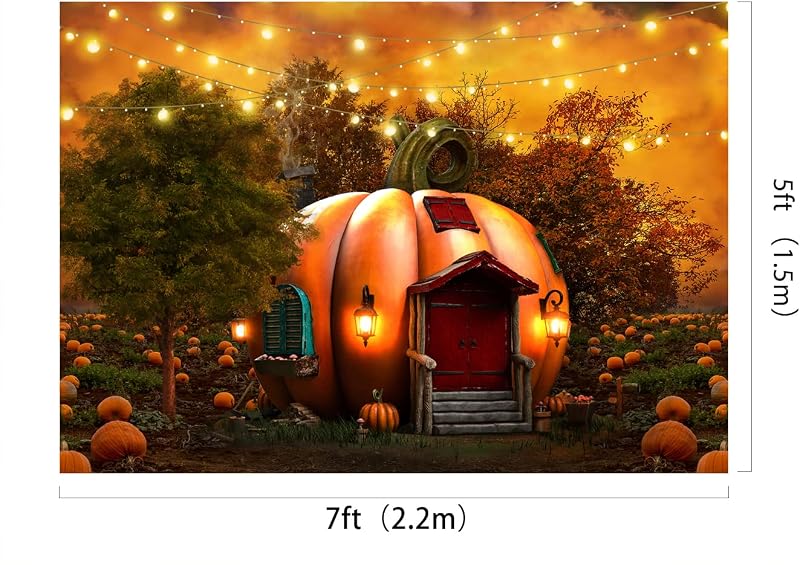 Kate Halloween Háttér 2,2x1,5m - Boszorkányos Tökház Mintás Mikroszálas Fotóháttér Gyerekfotózáshoz, Halloweeni Dekorációhoz, Bulikhoz