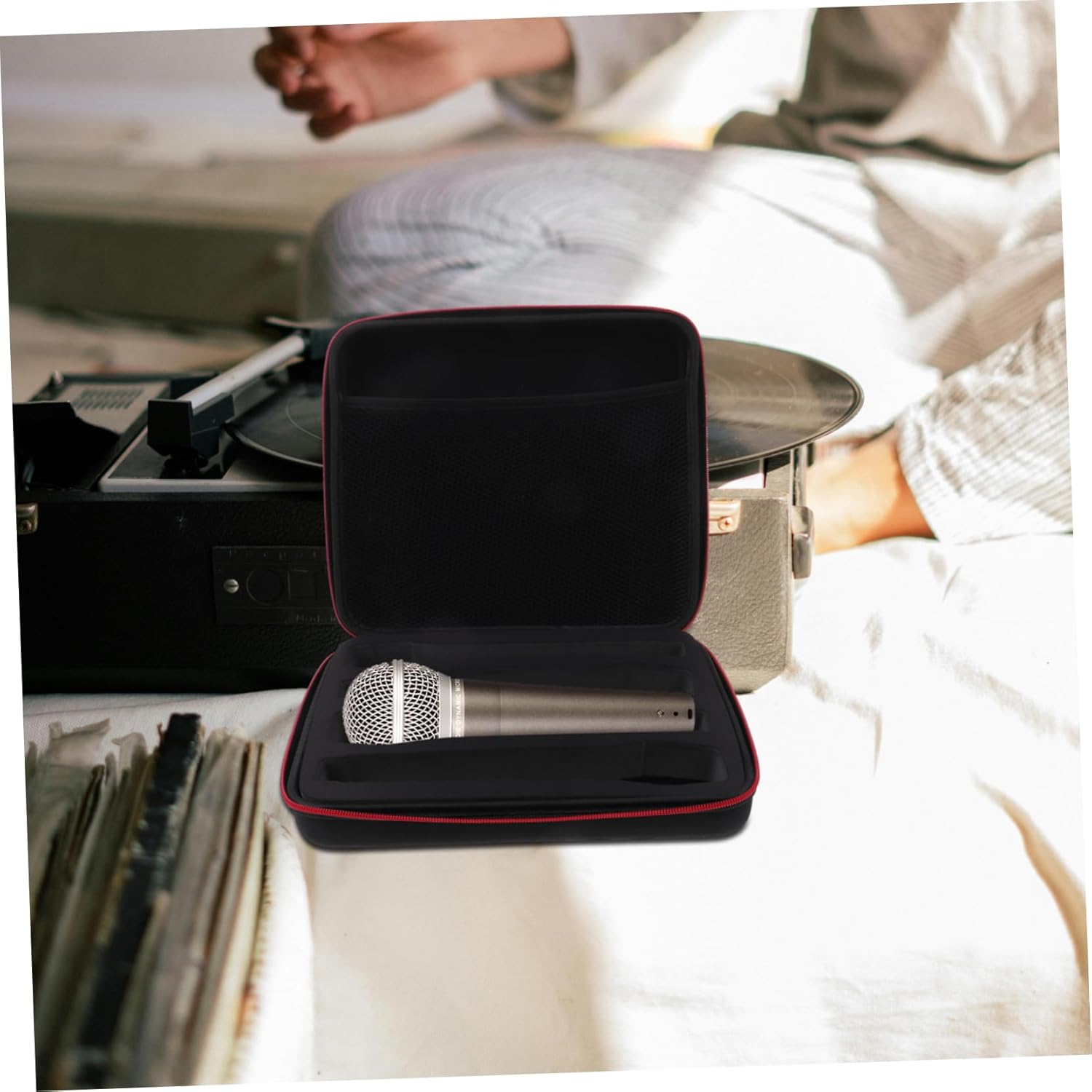 Kisangel Handheld Microphone Storage Bag Portable Eva Case for Travel Shockproof Design Suitable for Wireless and Handheld Microphones Lightweight Carrying for Performers and Ktv Parties