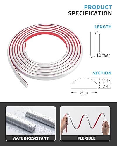 Miniatura 8 de Art3d 102 piezas de azulejos de metro para despegar y pegar, 3 x 6 pulgadas, blanco con borde plateado, impermeable, resistente al calor,