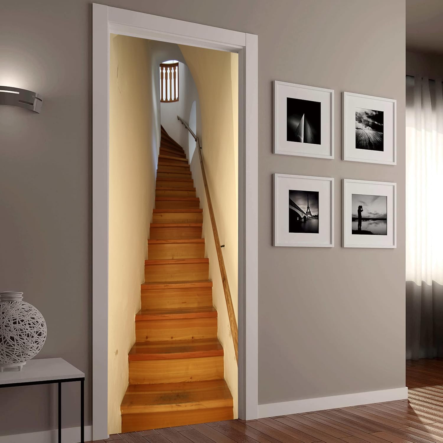 artfanke 3D Door Sticker Peel and Stick 30.3"x78.7"-Self-Adhesive Staircase Door Wallpaper Wall Decals Vinyl Poster for Home Decor (2 Sheets/Set) image 4
