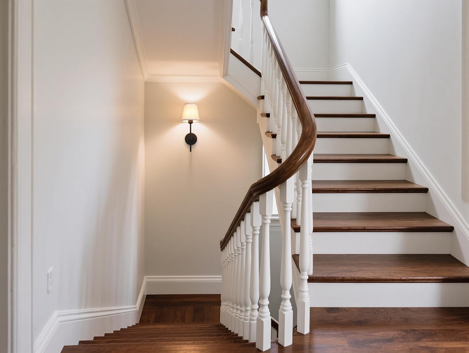 Vintage Wall Sconce with Linen Fabric Shade, E26 Bathroom Vanity Light, Hardwired Indoor 1-Light Wall Mounted Lamp for Hallway Bedside Nightstand Light