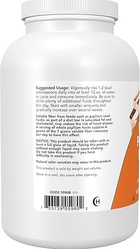 Miniatura 3 de NOW Foods Suplementos, cáscaras enteras de psyllium, gránulo, proyecto verificado sin OMG, fibra soluble, 12 onzas