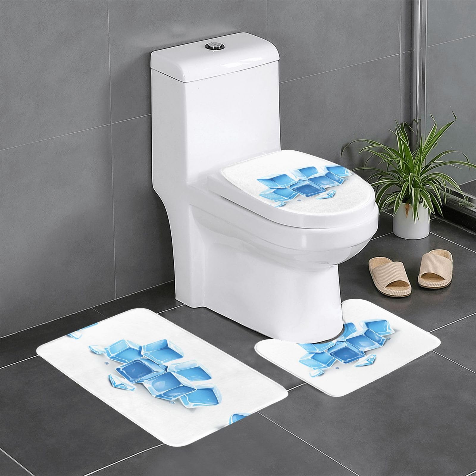 Tapis de bain antidérapants WHJDPP lot de 3 pour toilettes et baignoire