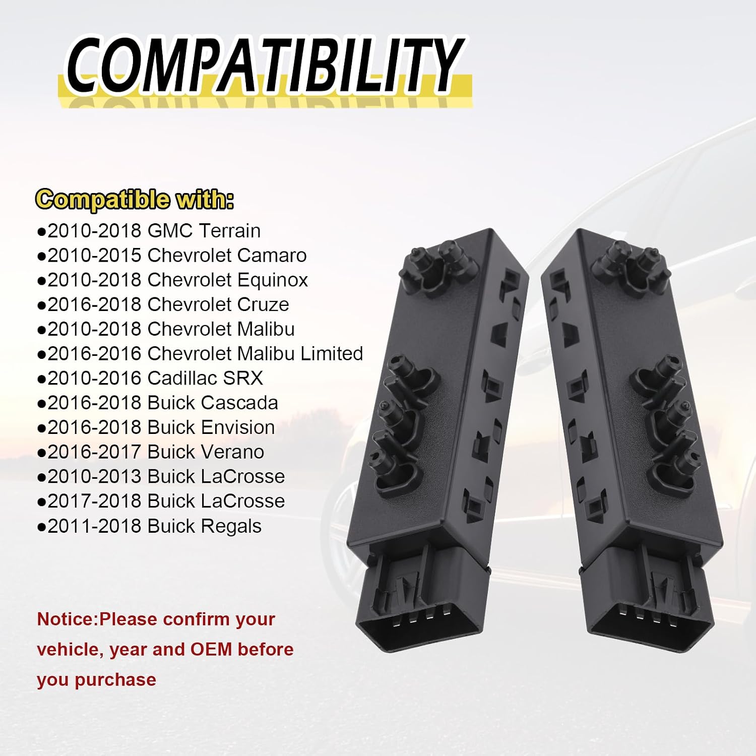 Vurkcy Driver & Passenger 8 Ways Seat Switch 25974714/25974715 Fit for Chevrolet Chevy Camaro/Malibu/Equinox 2010-2018, GMC/Cadillac/Buick, Recliner Adjust Tilt Control