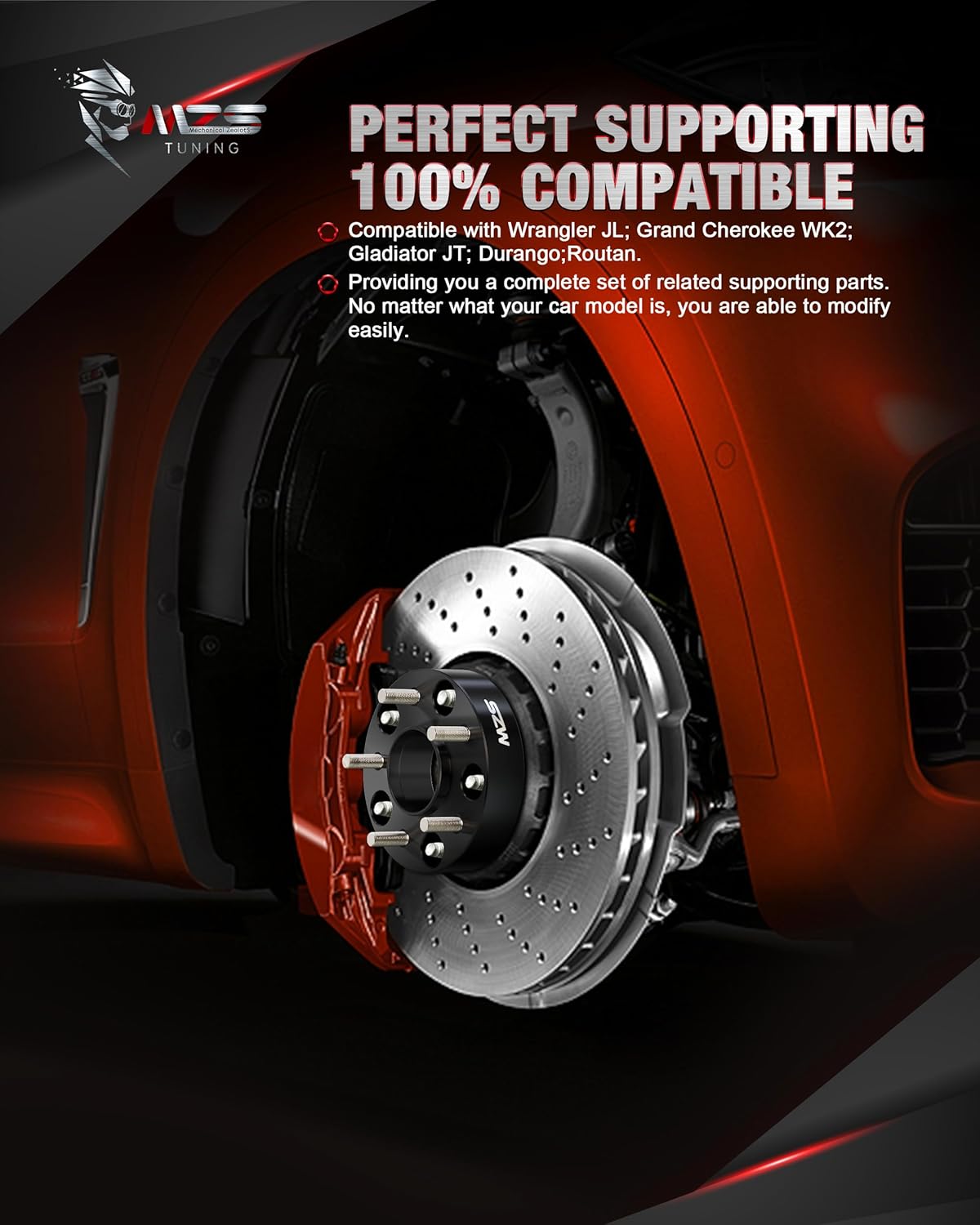 MZS 5X5 Wheel Spacers, 1.5" Thick - 5X127 Bolt Pattern 71.5mm Hub Bore M14x1.5 Studs - Compatible with Wrangler JL 2018-2025 / Grand Cherokee 2011-2025 / Durango 2011-2025 / Gladiator JT 2020-2025