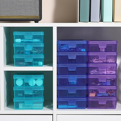 Miniatura 7 de Novelinks - Paquete de 18 unidades de pequeños contenedores de almacenamiento de plástico transparente, cajas y organizadores de almacenamiento para
