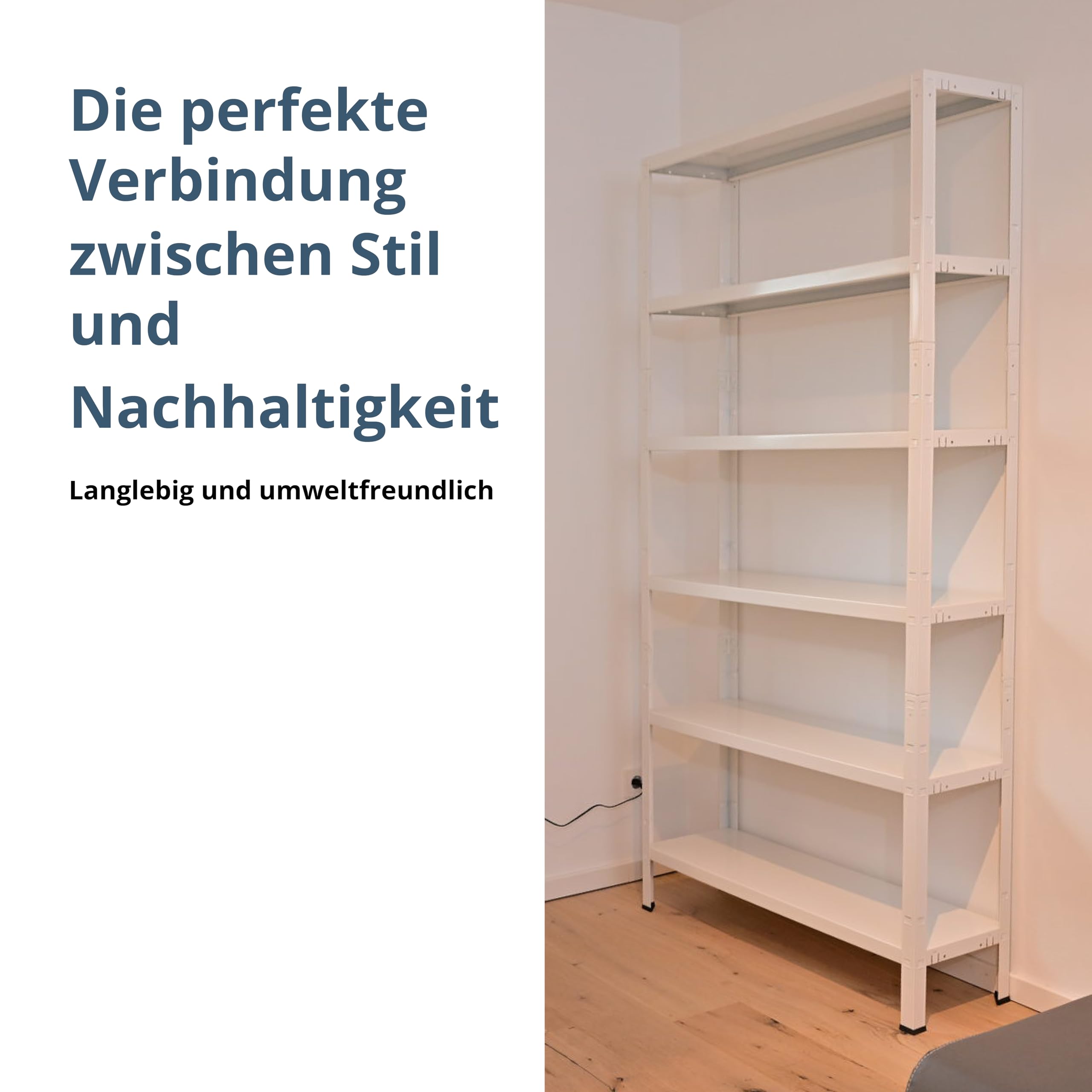 SCHULTE Regalwelt Steck- Büroregal mit 6 PowerMAX Fachböden, 65 kg Tragkraft, 200x100x30 cm (HxBxT), weiß, Lagerregal, Werkstattregal, Kellerregal, Garagenregal, Metallregal