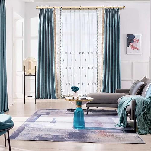 Miniatura 4 de Barras de cortina dobles resistentes con remates de tapa cilíndrica Varillas telescópicas de 72 a 144 pulgadas, diámetro delantero de 1 pulgada,