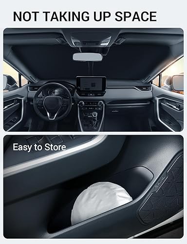 Vista 222 de Proadsy Parasol para parabrisas para BMW X1 F48 2016-2022 de 4 capas plegable, protector de parasol frontal que bloquea los rayos UV y mantiene