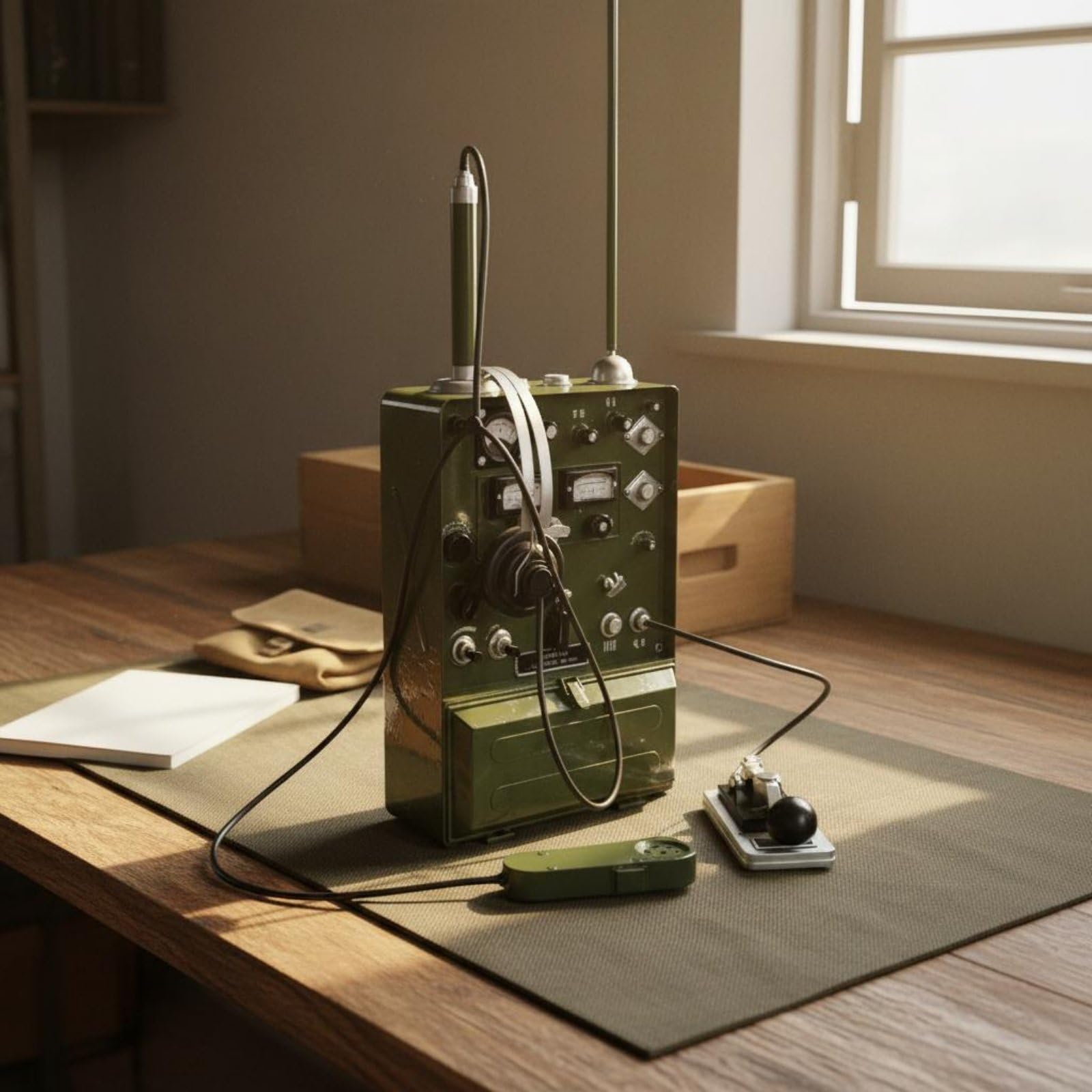 Comunicazione Apparecchio Telegrafo Retrò Modello Radiotrasmissione Accessorio Collezionismo Elemento Decorativo Realistico Adatto per Spazi di Studio, Verde