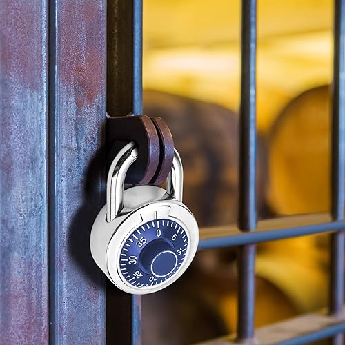 Miniatura 6 de Candado de combinación, cerradura para armarios de gimnasio y escuela, tocadiscos azules, mini cerradura de combinación (paquete de 1)