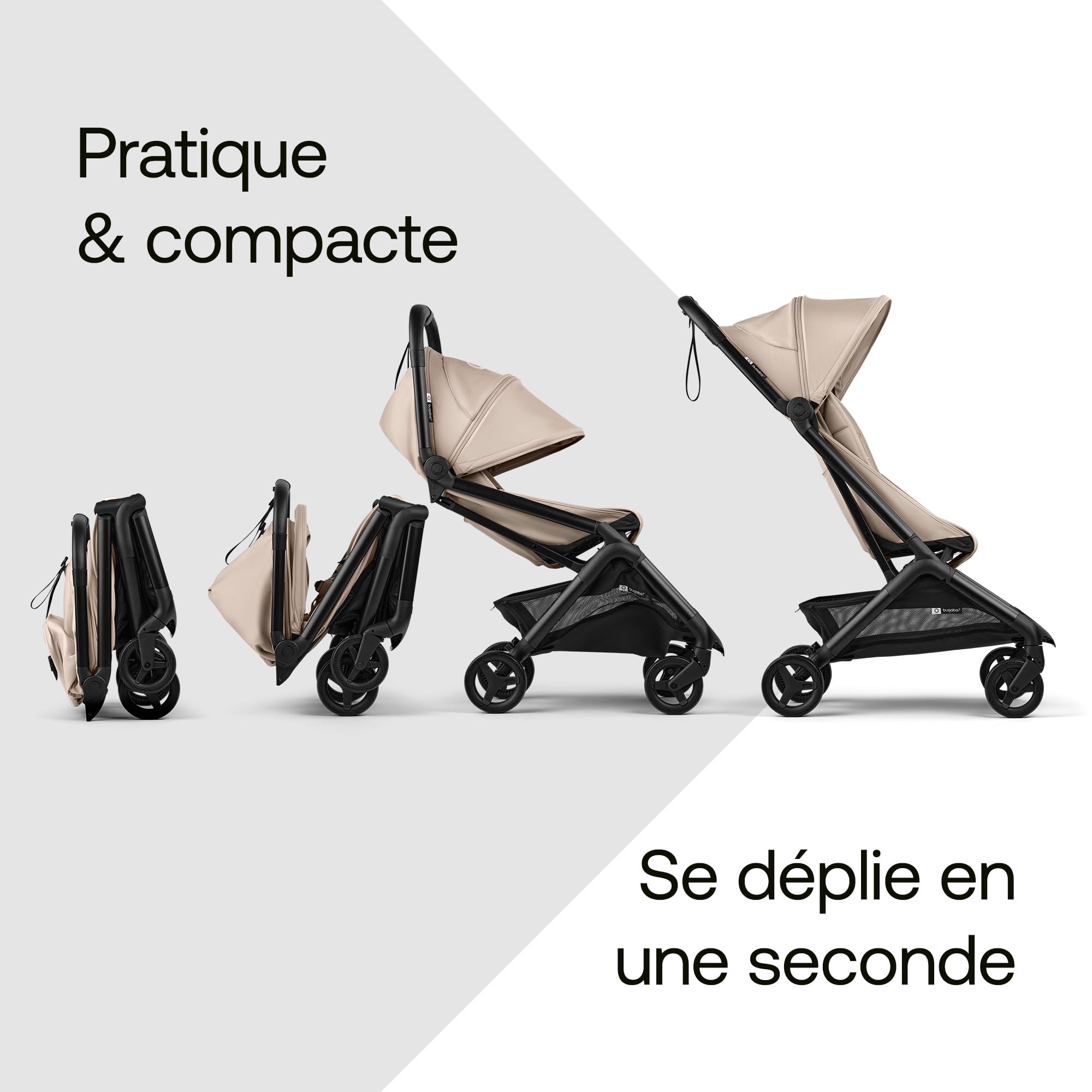 Bugaboo Butterfly 2 Poussette de voyage légère pliable dimensions cabine siège inclinable panier de stockage sangle de transport Desert Taupe