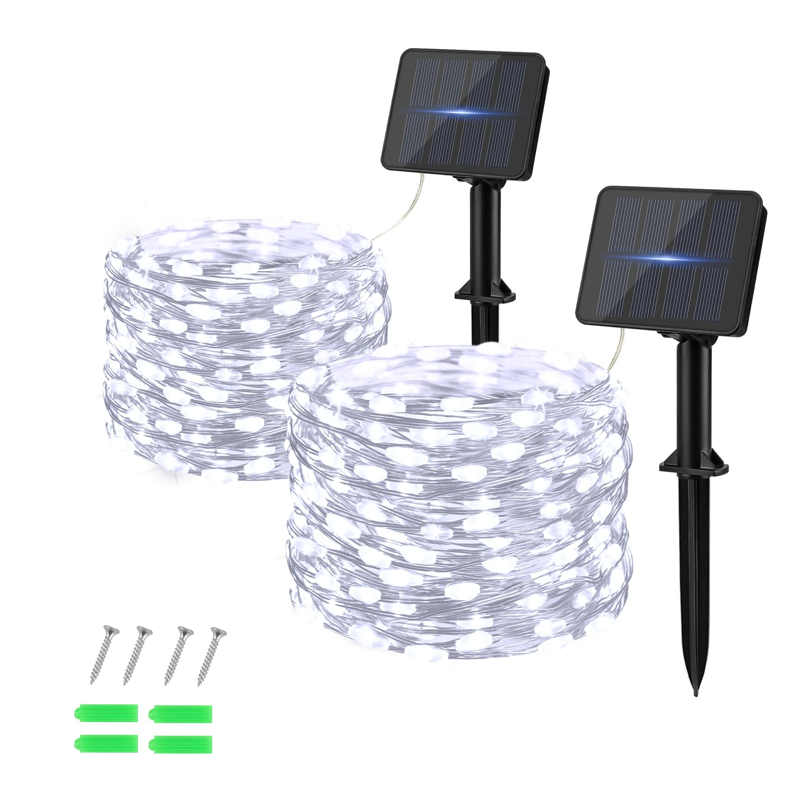 Dalugo [2 Stück] Outdoor Lichterkette Solar, 5M 50 LED Solar Lichterkette Aussen Wetterfest Kupferdraht für Garten, Terrasse, Hof, Baum, Party, Geburtstag, Hochzeit, Weihnachten (Kaltweiß)