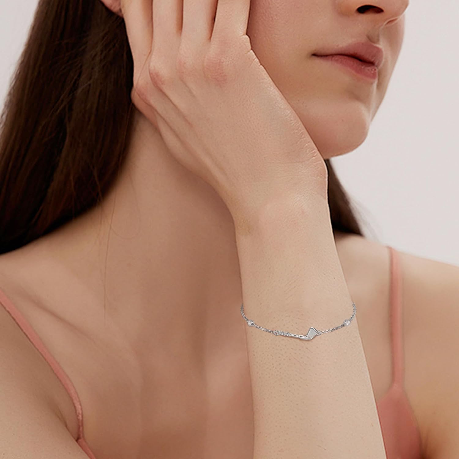 MONGAS Golf Bracelet Sterling Silver Golf Ball Bracelet Golf Jewelry for Women