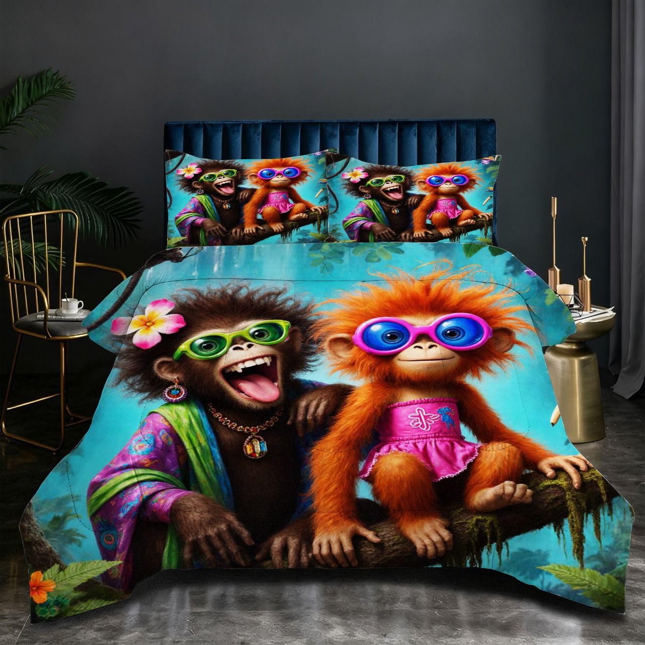 Couette singe coloré 240x260 cm originale avec un poids accueillant et agréable de 2.7 kg